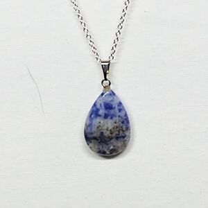 Natural Sodalite Teardrop Pendant Necklace